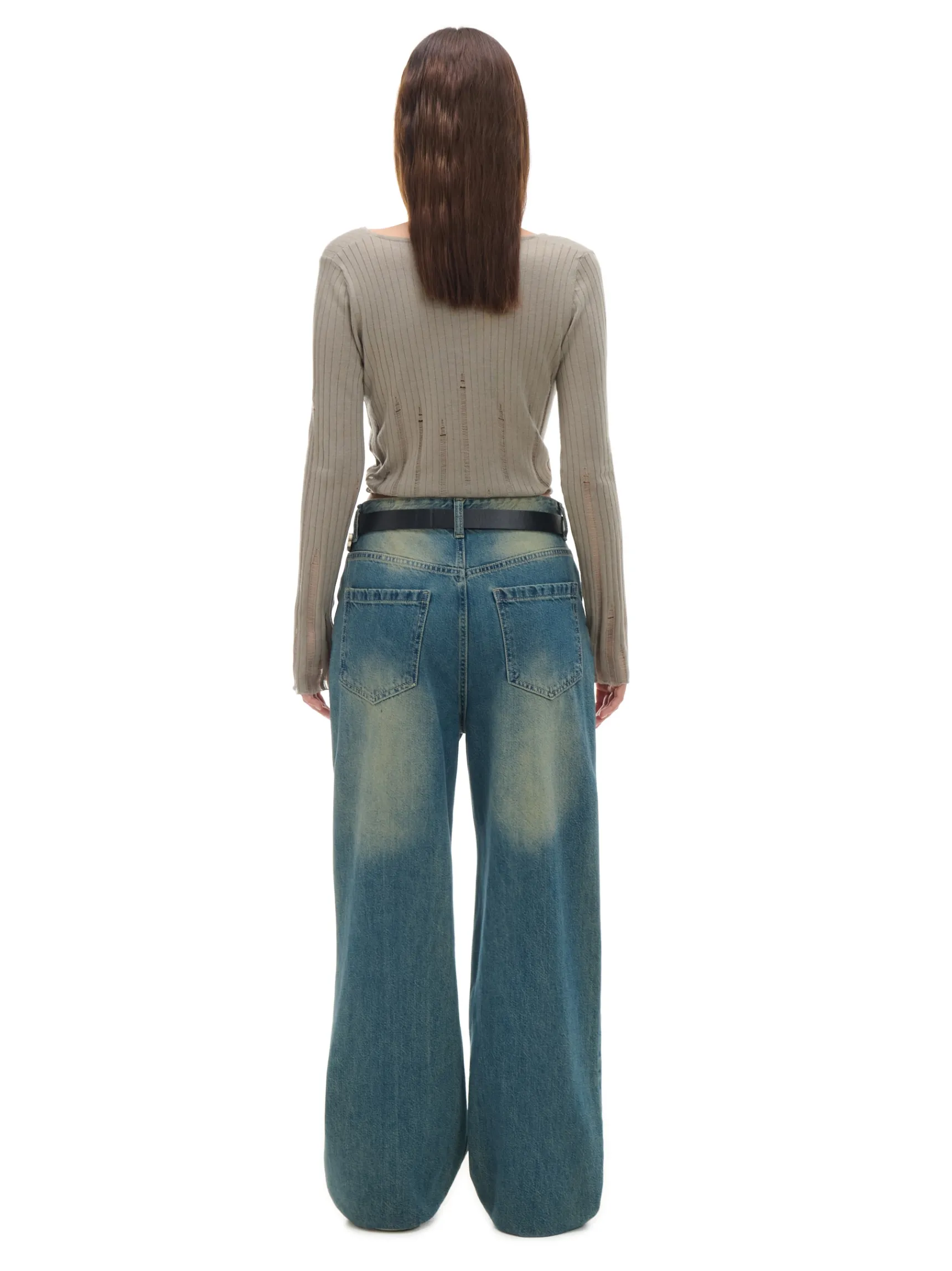 Clearance Cropp Jeansy wide leg PETITE niebieski