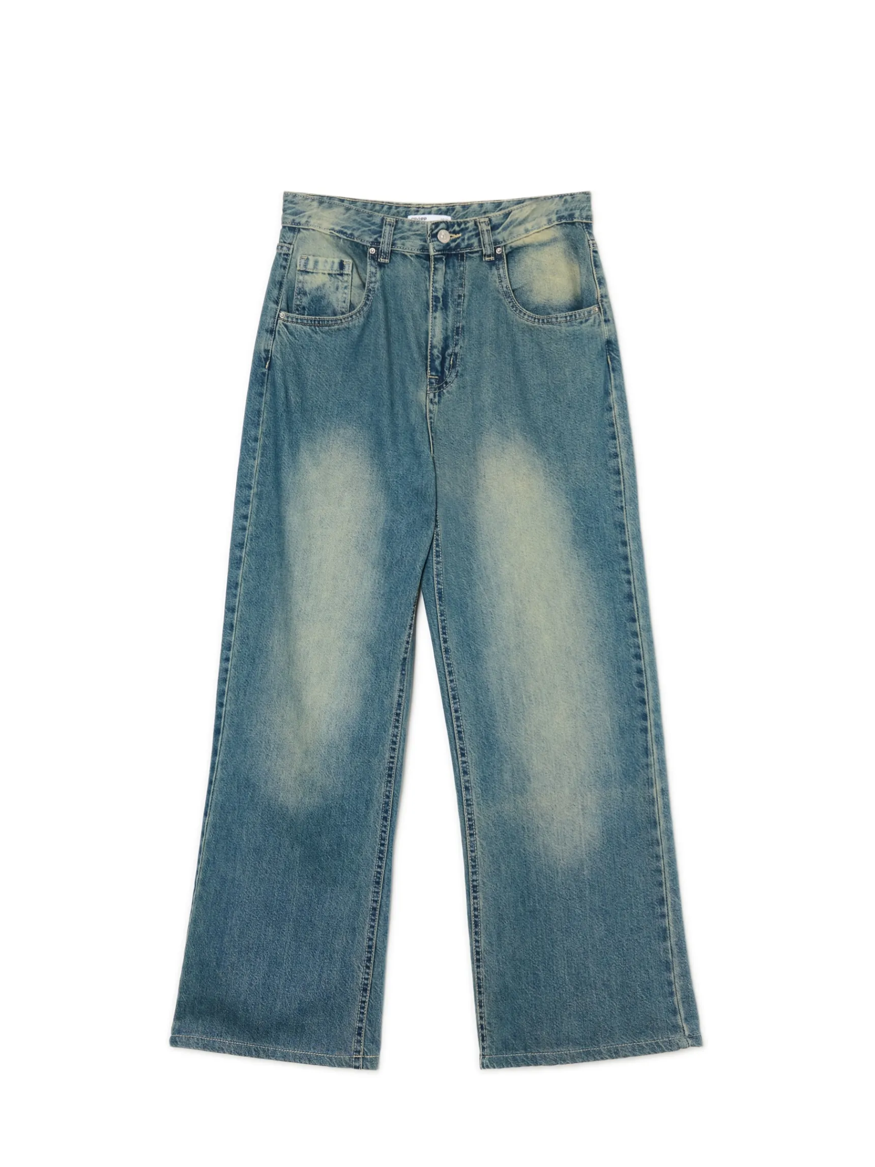 Clearance Cropp Jeansy wide leg PETITE niebieski