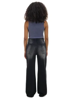 Hot Cropp Jeansy wide leg typu barrel czarny