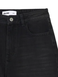 Hot Cropp Jeansy wide leg typu barrel czarny