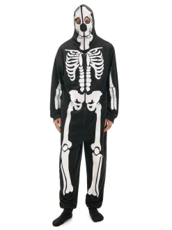 Online Cropp Jednoczęściowa piżama onesie z kościotrupem czarny