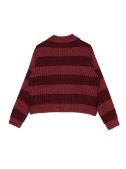 Sale Cropp Jesienny sweter w paski kasztanowy