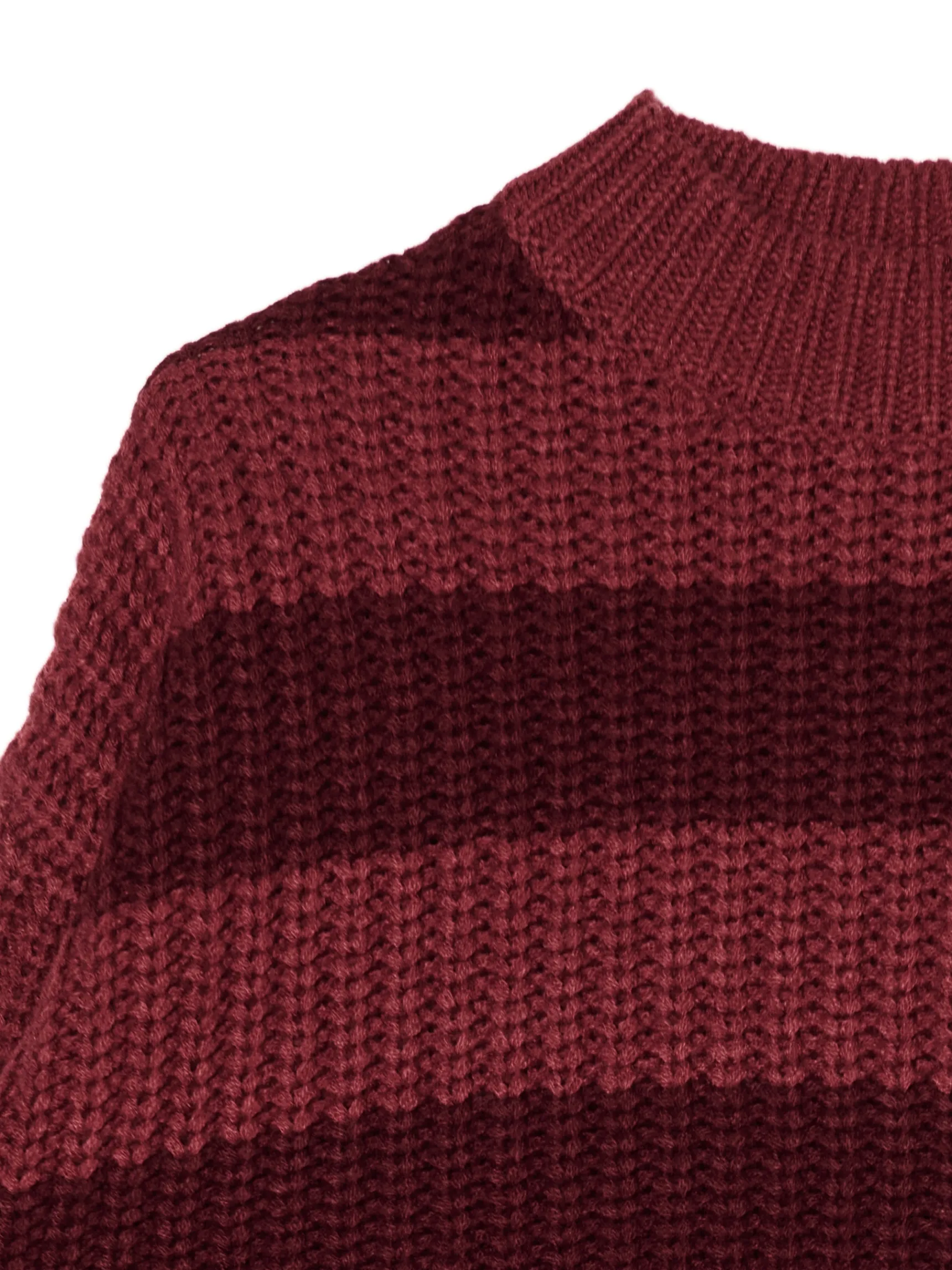 Sale Cropp Jesienny sweter w paski kasztanowy