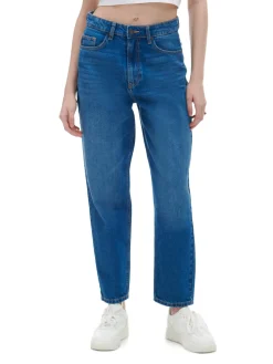 Sale Cropp Klasyczne jeansy mom niebieski