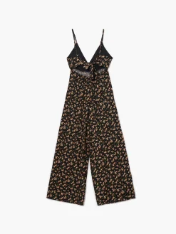 Hot Cropp Kombinezon w kwiaty z wiązaniem czarny