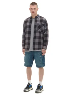 Clearance Cropp Koszula w kratę z kieszonką surowygranatowy