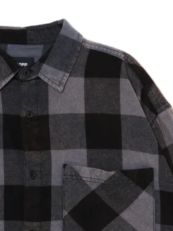 Clearance Cropp Koszula w kratę z kieszonką surowygranatowy