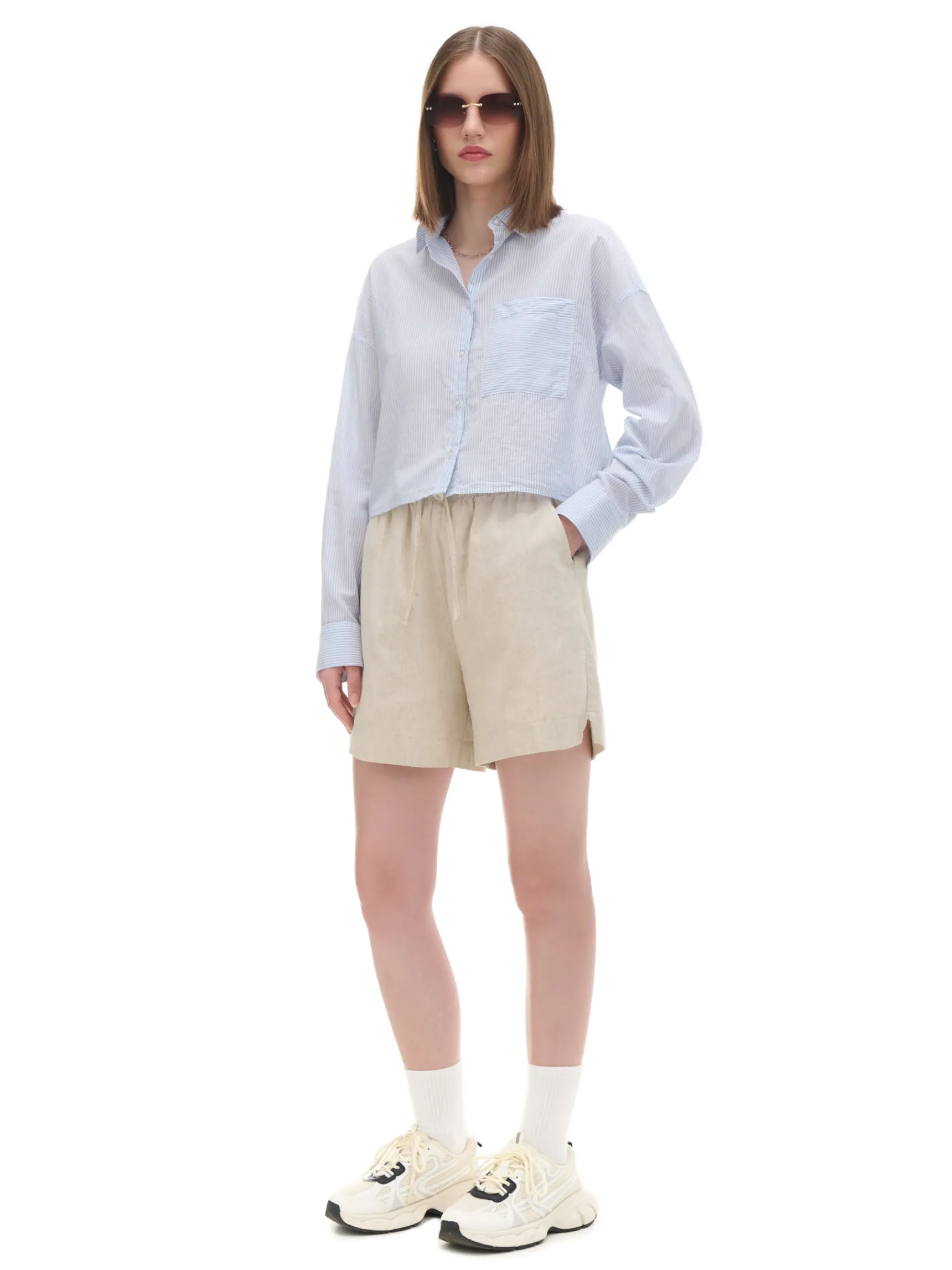 Discount Cropp Koszula w niebieskie paski błękitny