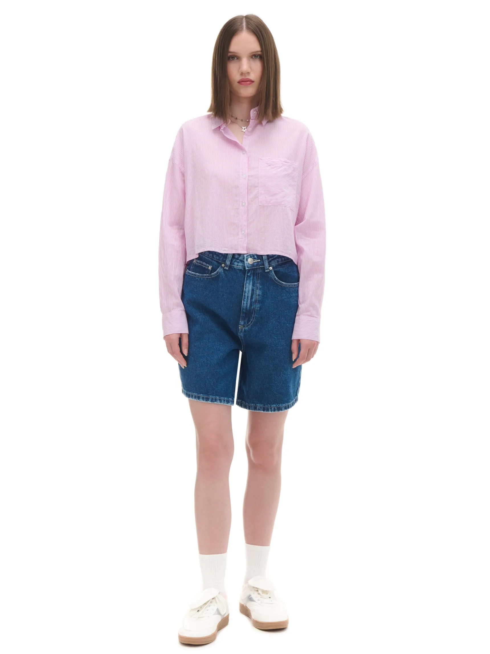 Fashion Cropp Koszula w różowe paski różowy