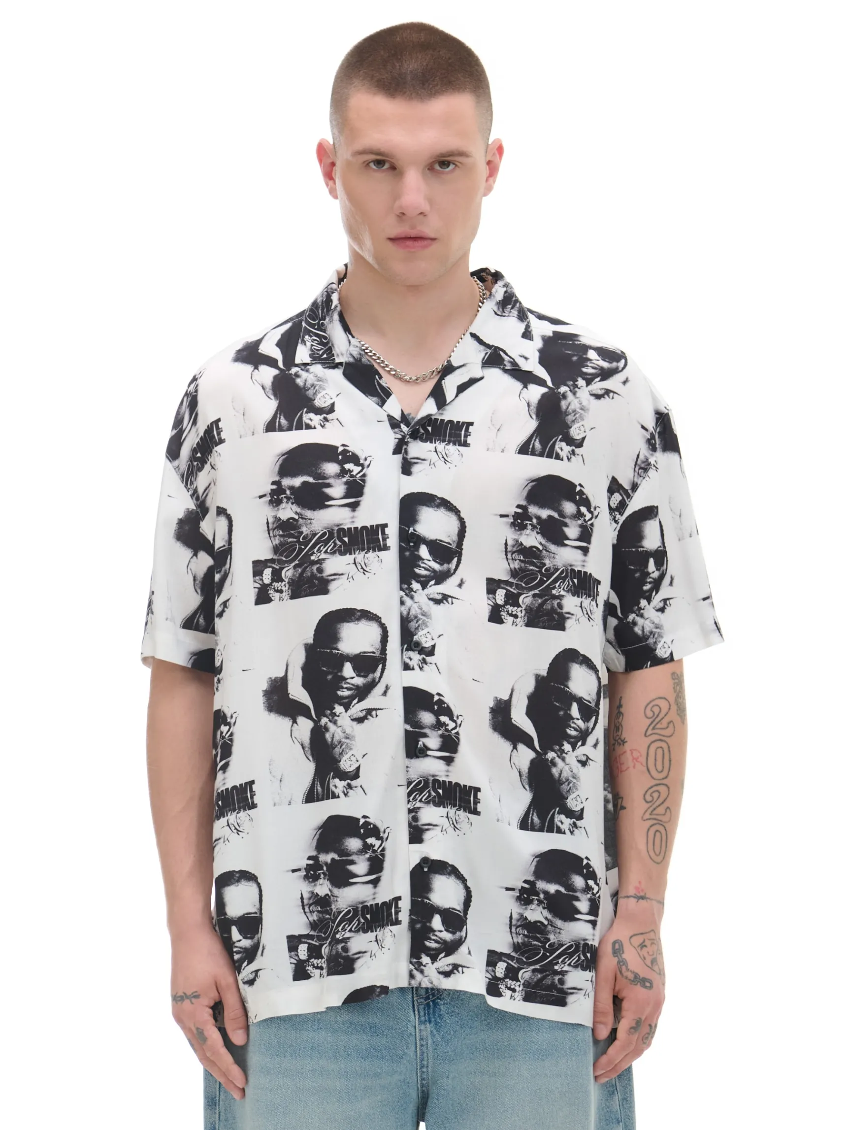 Fashion Cropp Koszula z nadrukiem Pop Smoke biały