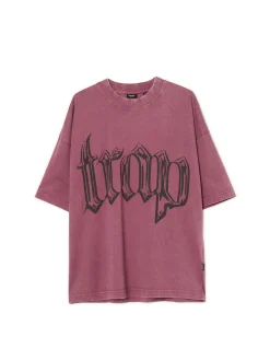 Online Cropp Koszulka comfort z nadrukiem różowy