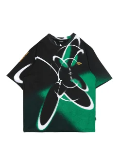Hot Cropp Koszulka comfort z nadrukiem all over zielony