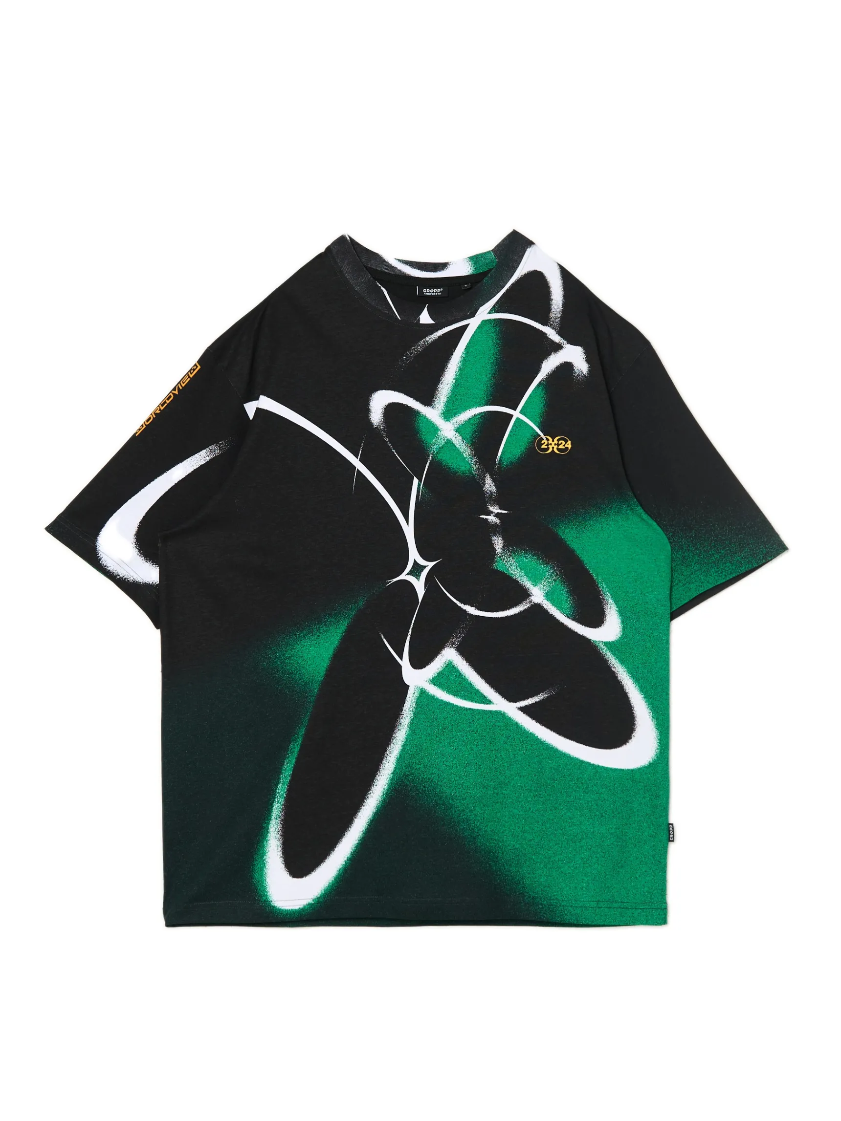 Hot Cropp Koszulka comfort z nadrukiem all over zielony
