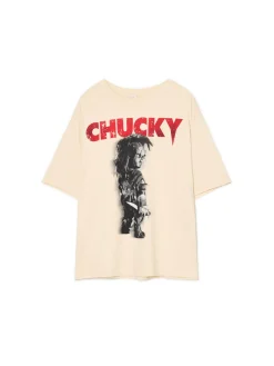 Discount Cropp Koszulka Laleczka Chucky UNISEX beżowy
