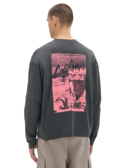 Discount Cropp Koszulka longsleeve z amerykańskim motywem szary