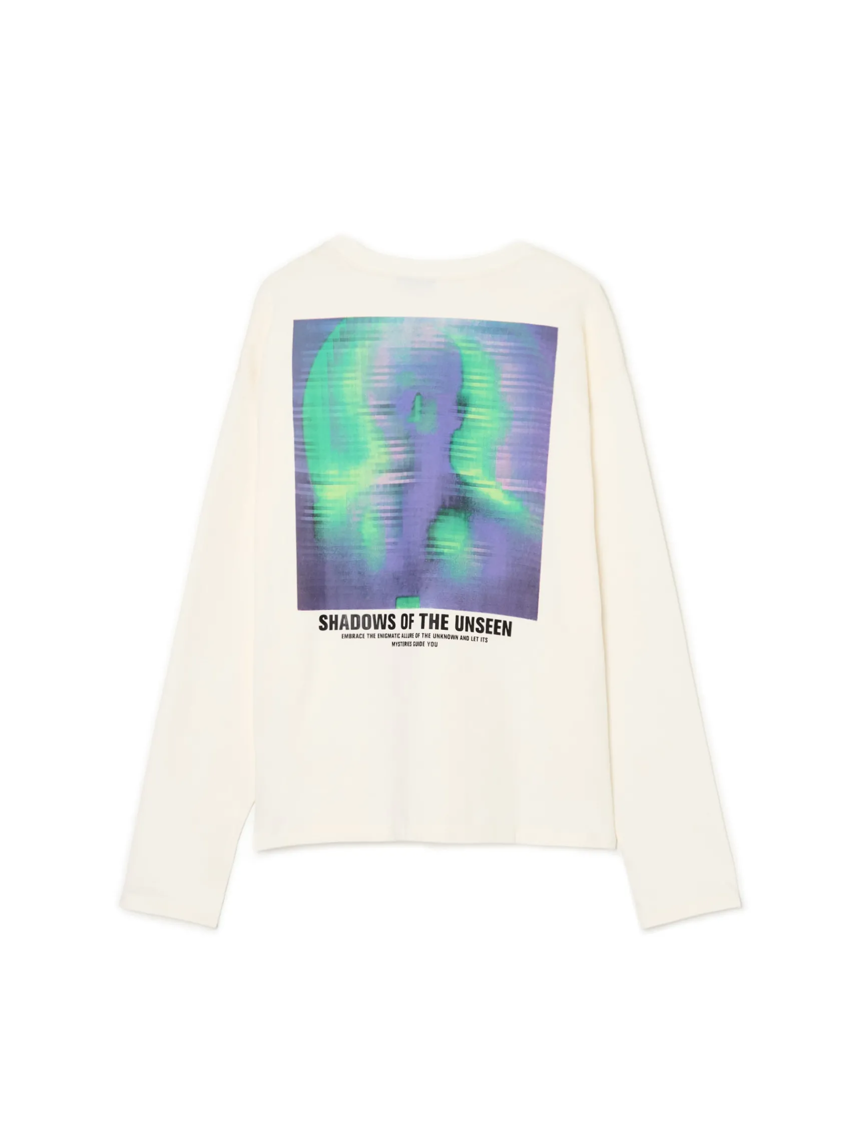 Best Cropp Koszulka longsleeve z autorskimi nadrukami kremowy