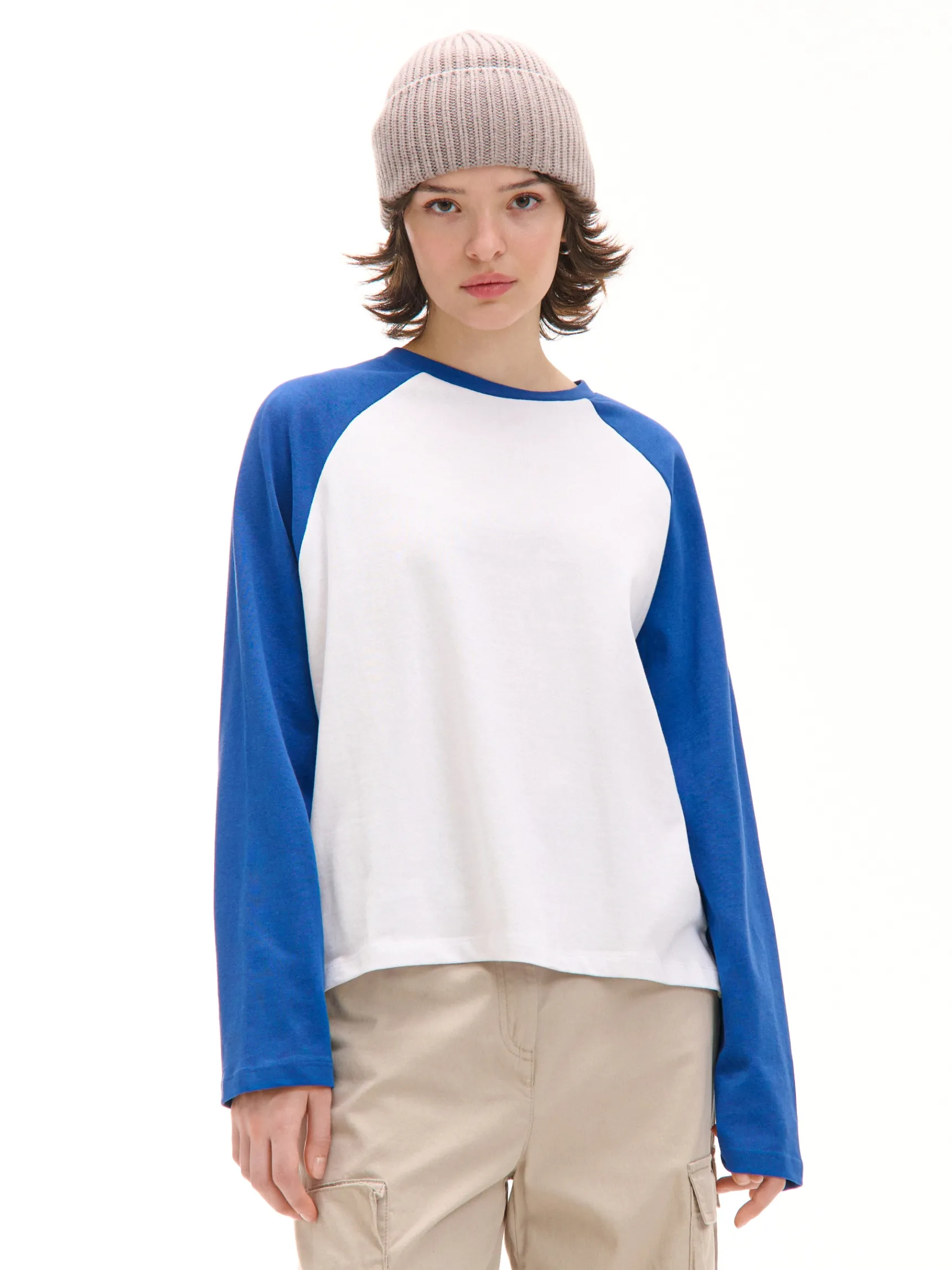 Hot Cropp Koszulka longsleeve z mi rękawami niebieski
