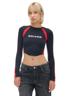 Fashion Cropp Koszulka longsleeve z racingowym nadrukiem czarny