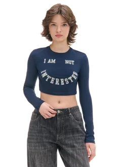 Best Cropp Koszulka longsleeve z uśmiechniętym nadrukiem granatowy