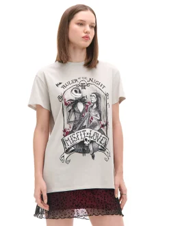 Best Cropp Koszulka oversize Miasteczko Halloween jasnyszary
