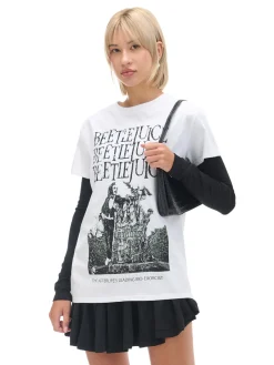 Outlet Cropp Koszulka oversize z Beetlejuice biały