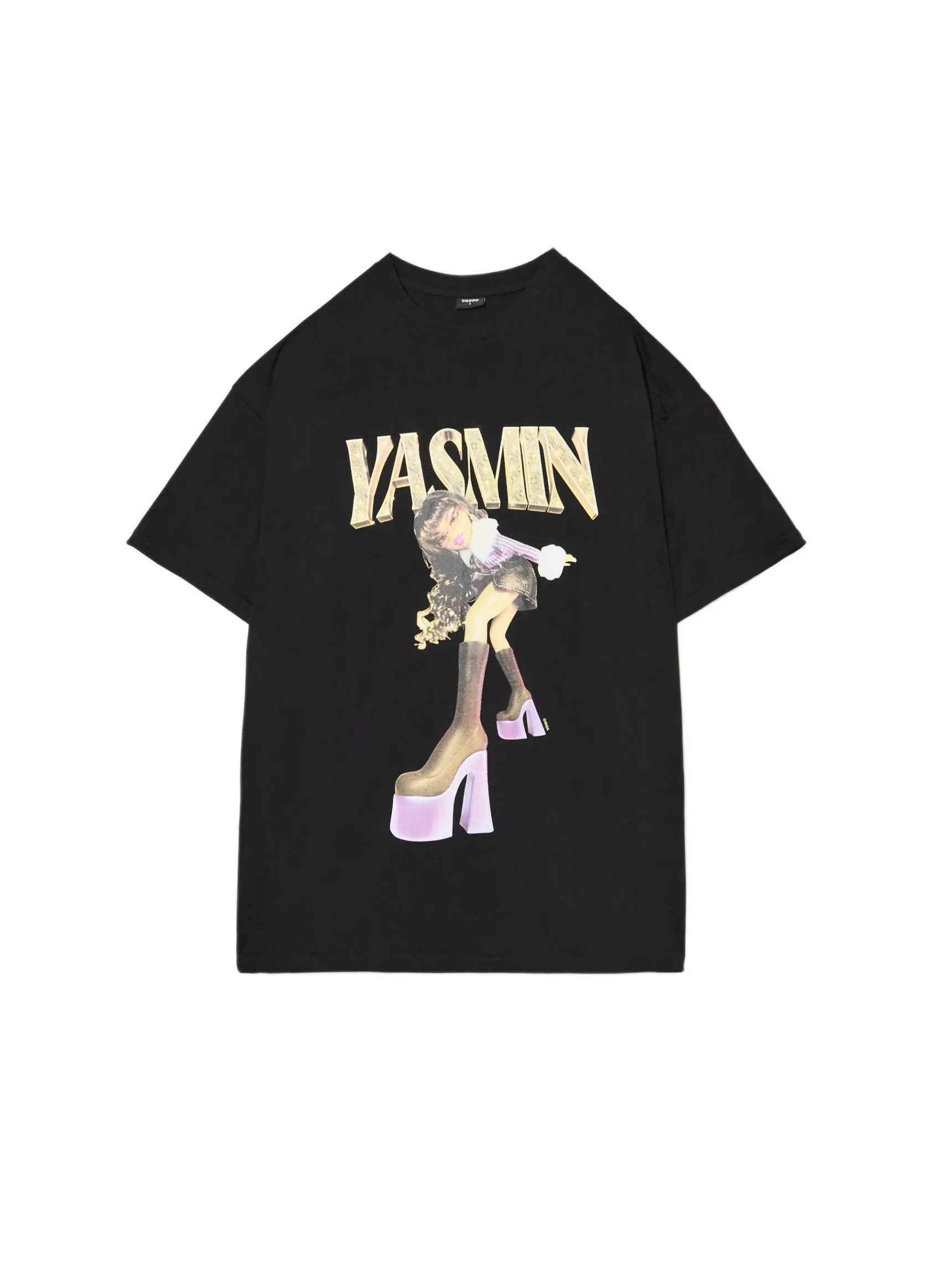 Online Cropp Koszulka oversize z nadrukiem Bratz czarny