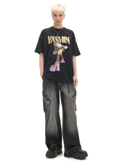 Online Cropp Koszulka oversize z nadrukiem Bratz czarny
