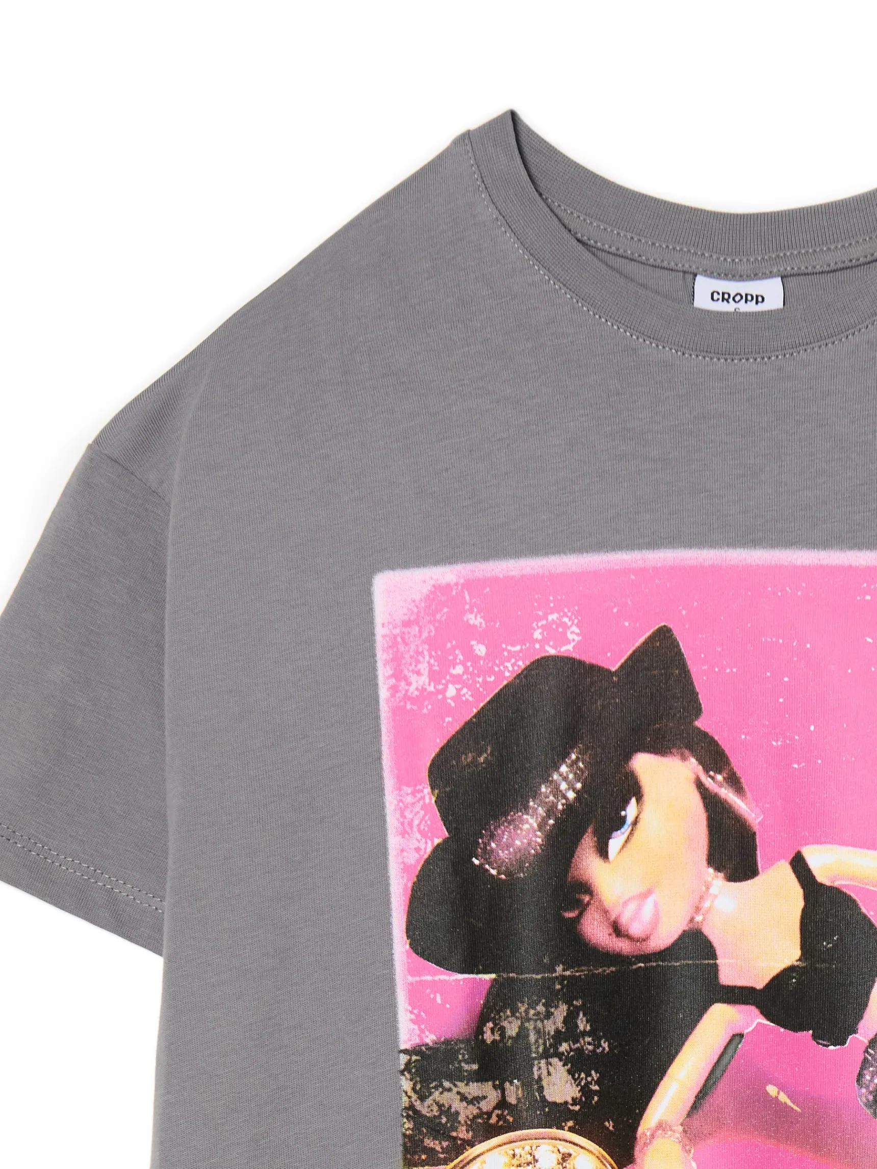 Online Cropp Koszulka oversize z nadrukiem Bratz jasnyszary