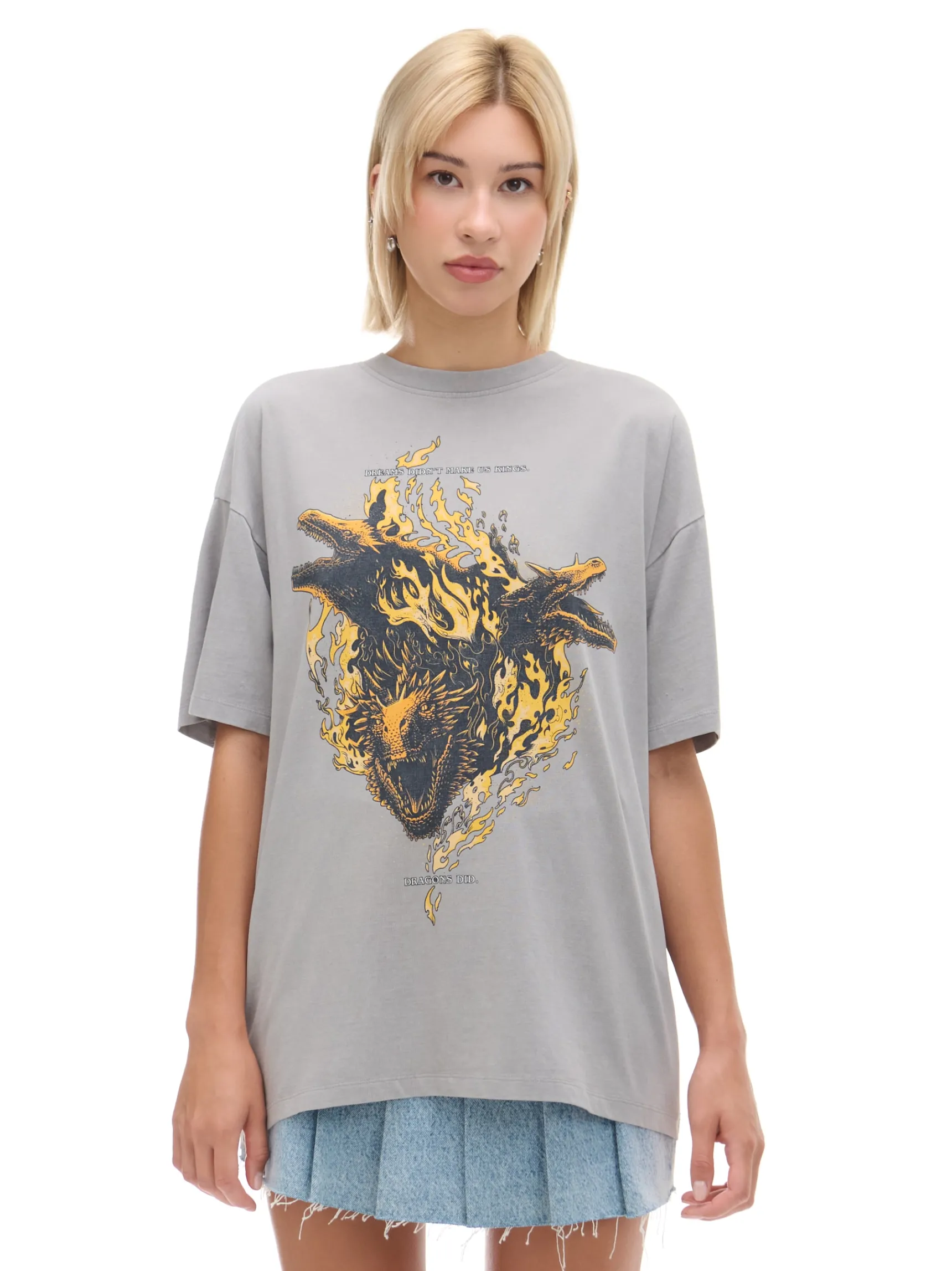 Best Cropp Koszulka Ród Smoka UNISEX szary