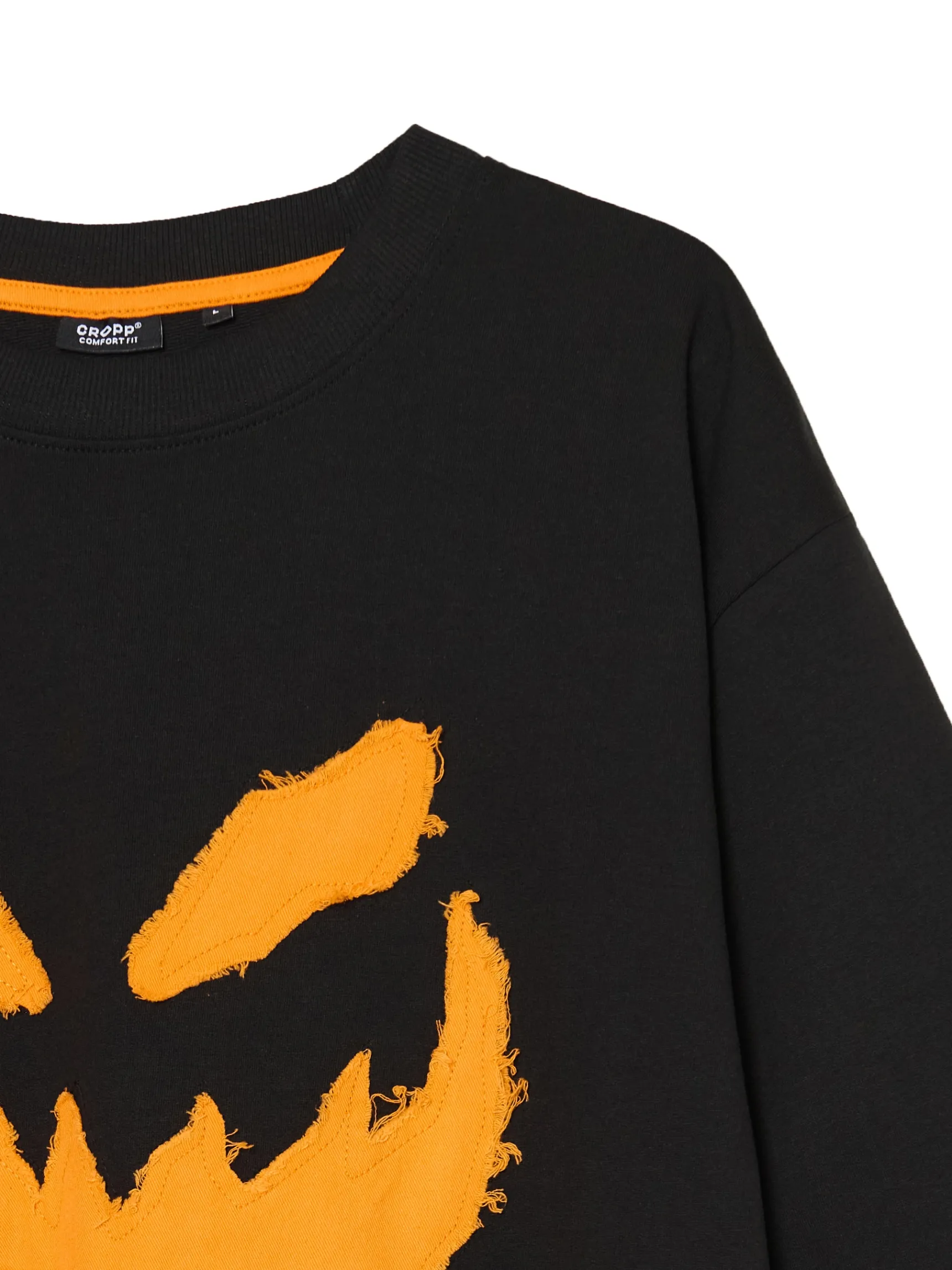 Outlet Cropp Koszulka z haftem Halloween czarny