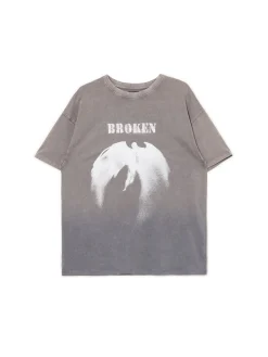 Discount Cropp Koszulka z motywem anioła UNISEX jasnyszary