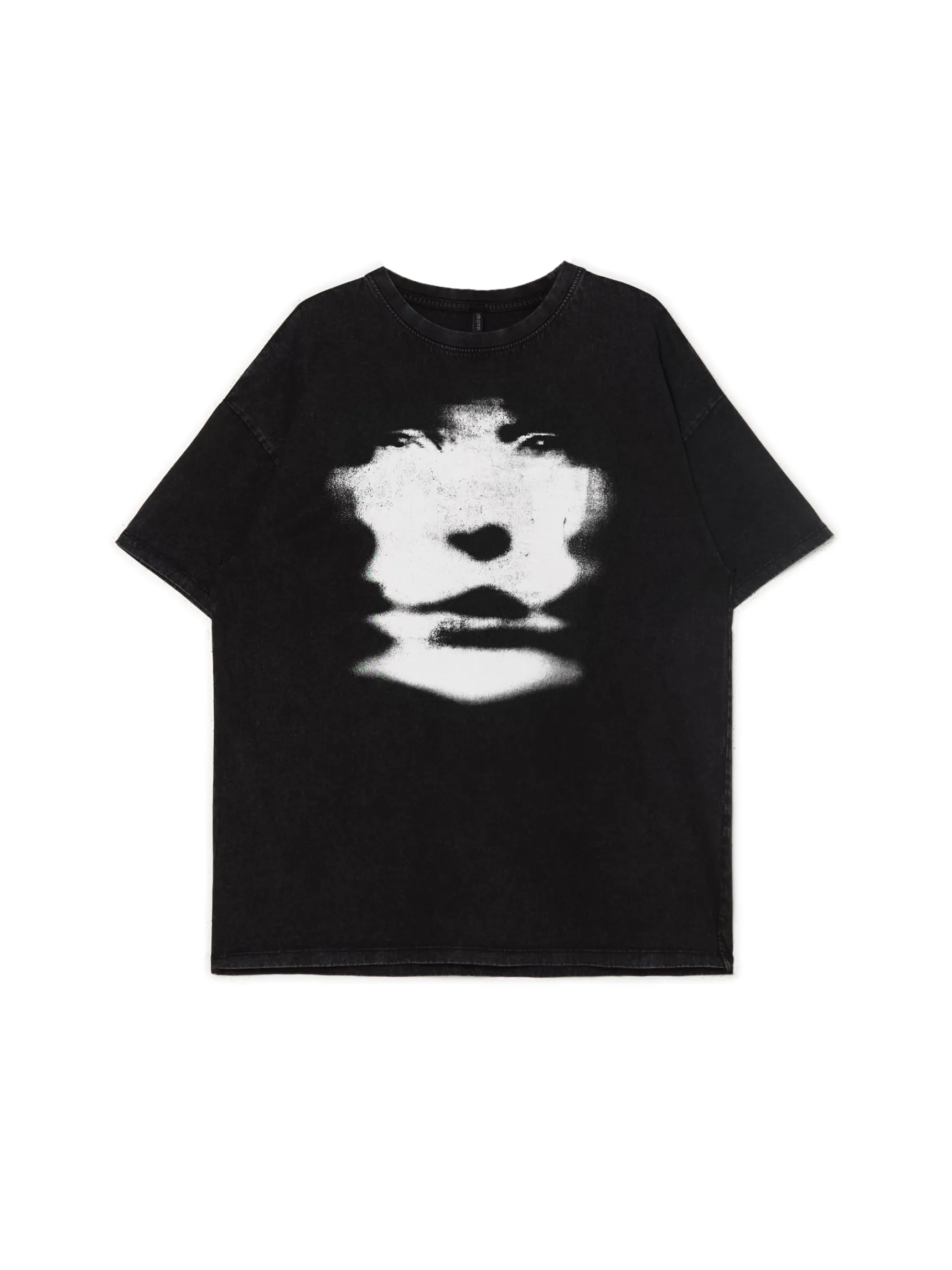 Discount Cropp Koszulka z motywem twarzy UNISEX czarny