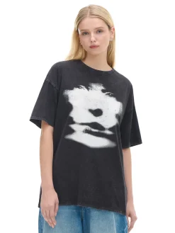 Discount Cropp Koszulka z motywem twarzy UNISEX czarny