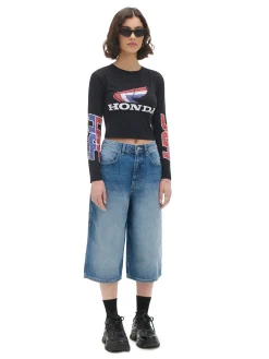 Online Cropp Koszulka z nadrukami Hondy czarny