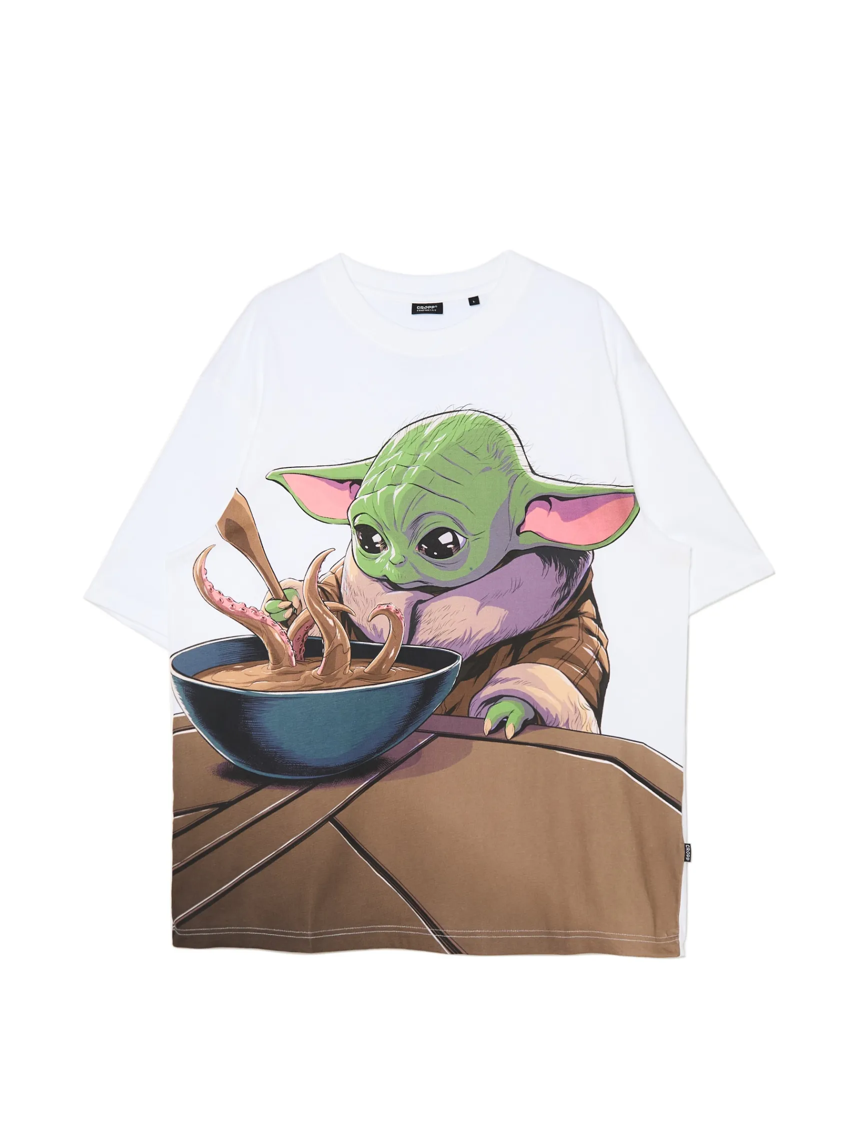 Online Cropp Koszulka z nadrukiem Baby Yoda biały