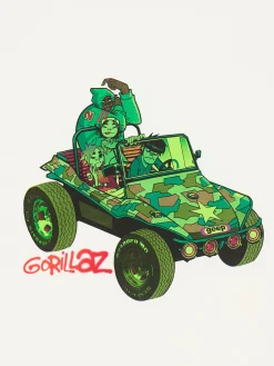 Hot Cropp Koszulka z nadrukiem Gorillaz kremowy