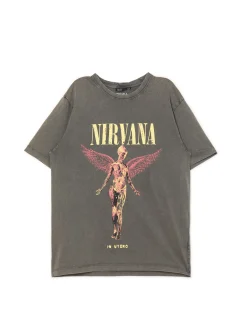Sale Cropp Koszulka z nadrukiem Nirvana szary