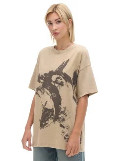 New Cropp Koszulka z nadrukiem psa UNISEX brązowy