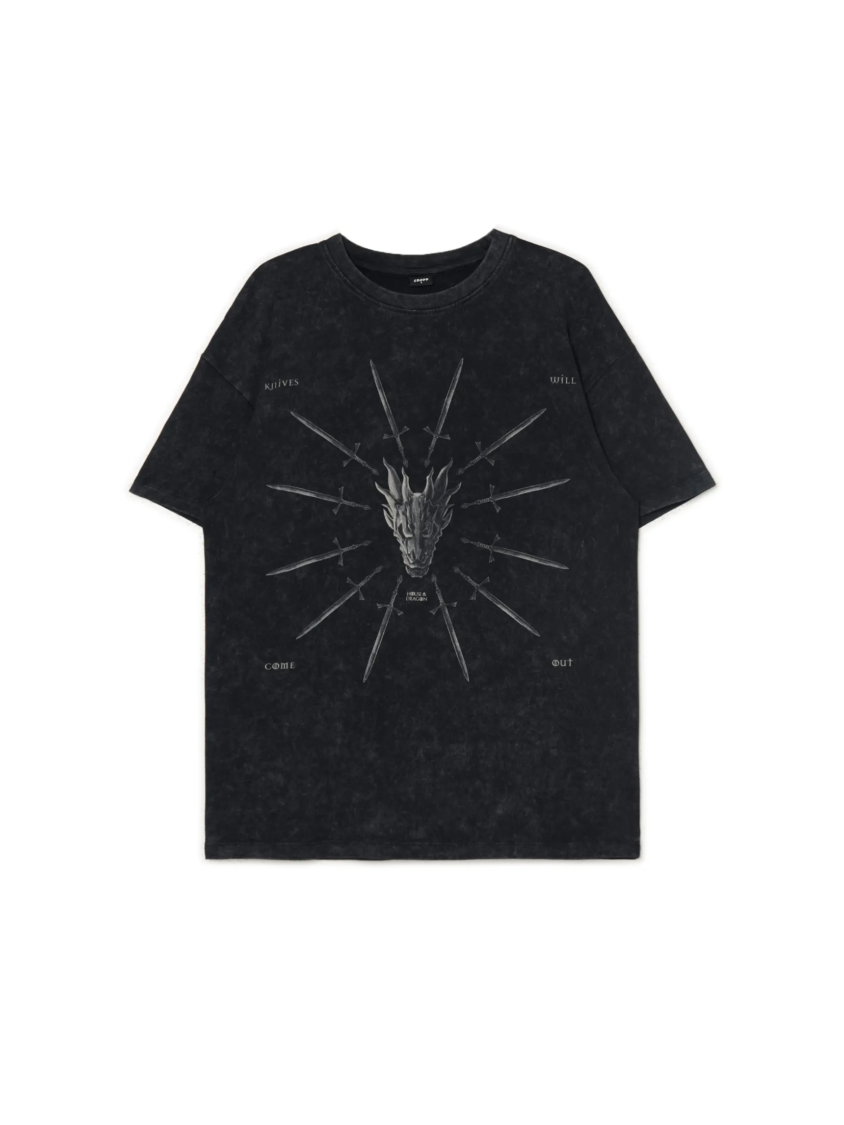 Hot Cropp Koszulka z nadrukiem Ród Smoka UNISEX czarny