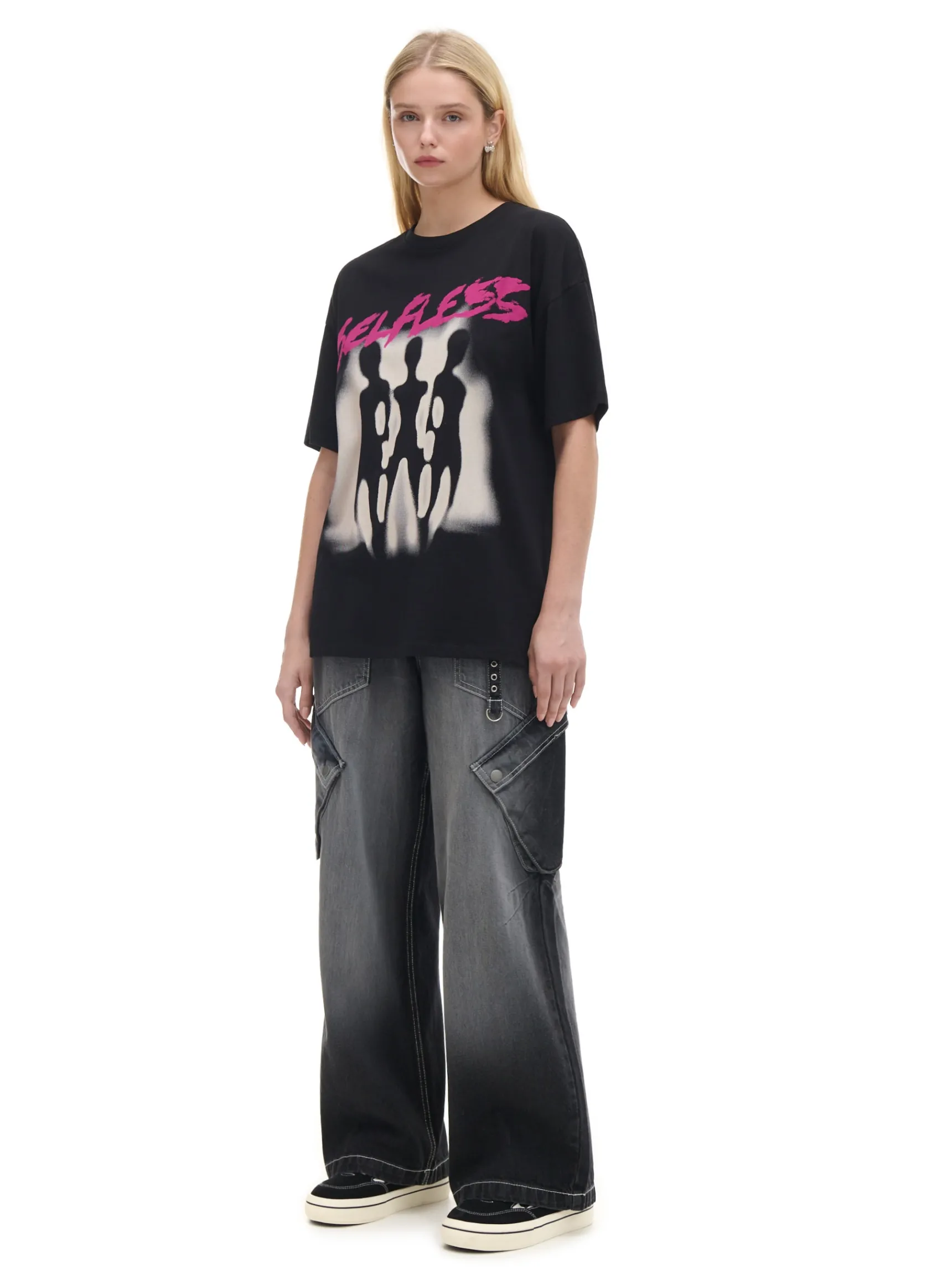 Hot Cropp Koszulka z nadrukiem UNISEX czarny