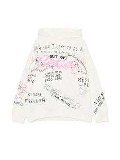 Fashion Cropp Kremowa bluza oversize z nadrukiem UNISEX kremowy