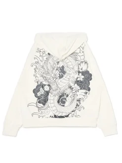 Fashion Cropp Kremowa bluza z motywem smoka kremowy