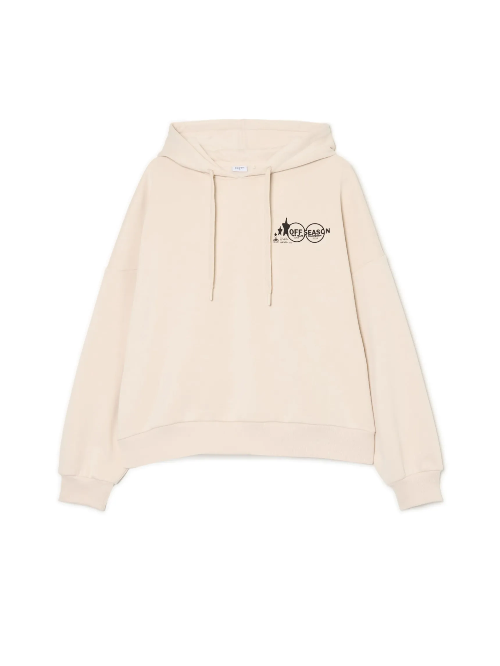 Best Cropp Kremowa bluza ze sloganem kremowy