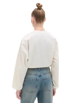 Fashion Cropp Kremowa bluzka z nadrukiem i regulacją kremowy