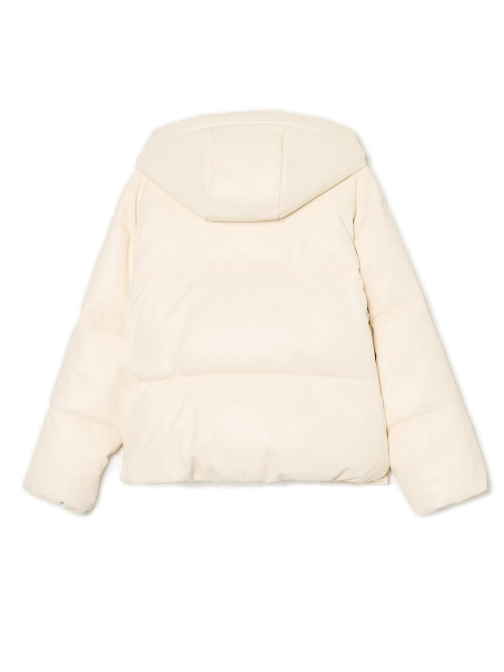 Best Cropp Kremowa kurtka puffer z kapturem kremowy