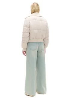 Fashion Cropp Kremowa pikowana kurtka bomber kremowy