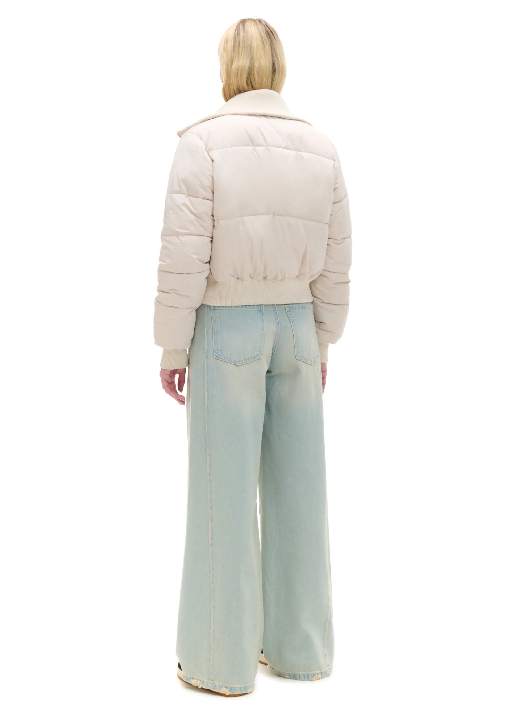 Fashion Cropp Kremowa pikowana kurtka bomber kremowy