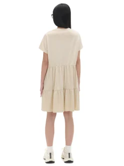 Online Cropp Kremowa sukienka mini z marszczeniami kremowy