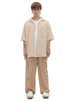 Fashion Cropp Kremowe spodnie cargo o luźnym kroju beżowy
