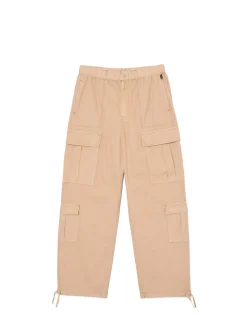Fashion Cropp Kremowe spodnie cargo o luźnym kroju beżowy